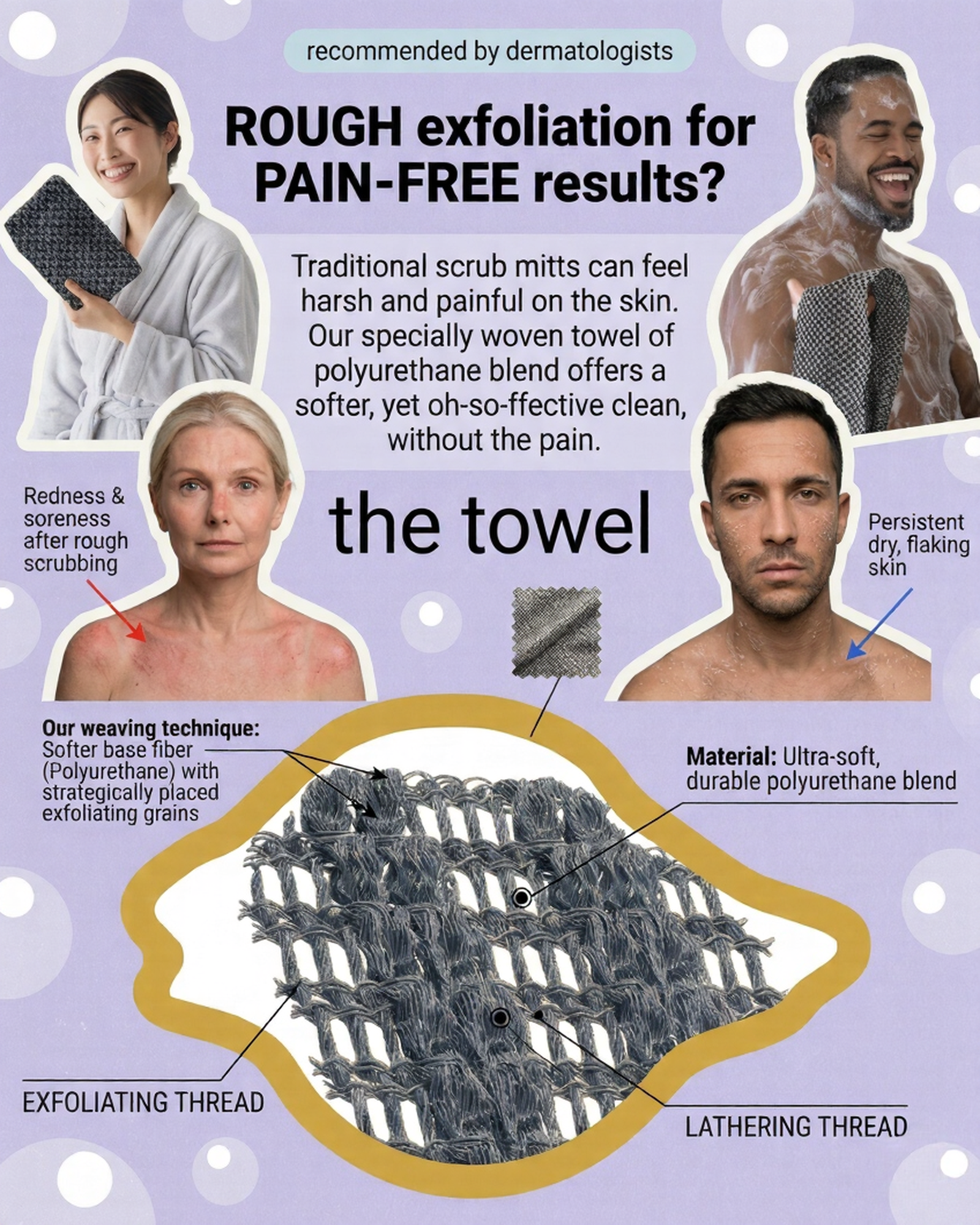LOO-P Exfoliating Antibacterial Shower Towel